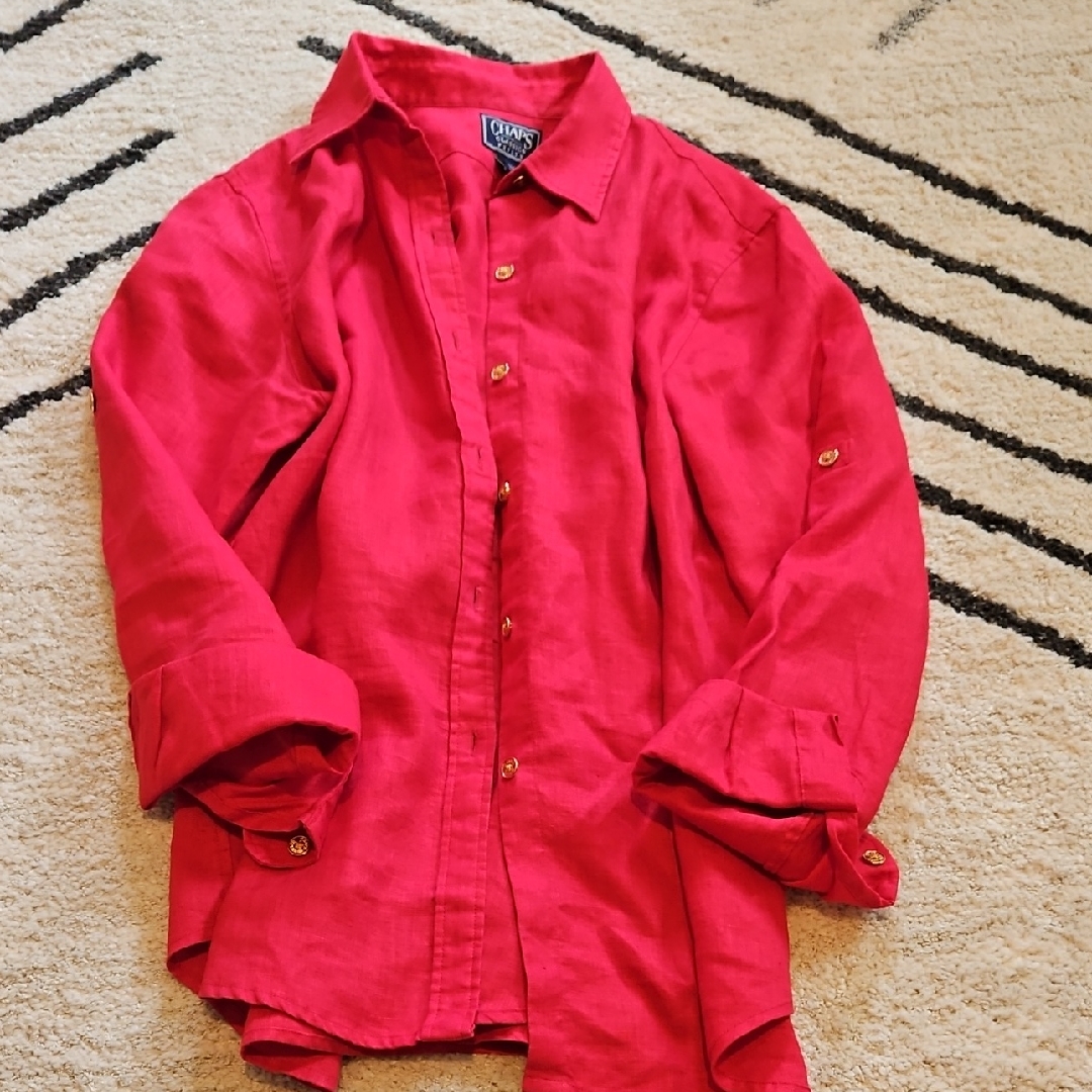 Chaps Red Long Sleeve Button-Up Shirt